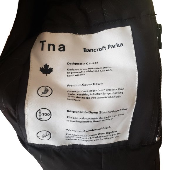 Aritzia TNA The Bancroft Black Premium Goose Down Slim Fit Parka Women's Coat S - Picture 5 of 16